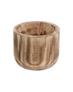 Round Cylinder Wood Planter Burnt Finish Natural–D: 8", H: 6.5'' (Multiple Packing)-Pack of 2