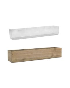 Wood Rectangle Unfinished Planter Box w/ Plastic Liner H-4" Open-28" x 5"