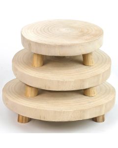 Wood Slice 9", 11" and 13" Plant Stand Pedestal Footed Riser Serve Board 