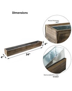 wood planter with zinc liner