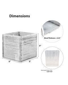white wash 5 inches wood planter