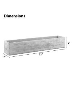 Wood Rectangle White Wash Planter Box w/ plastic Liner Natural