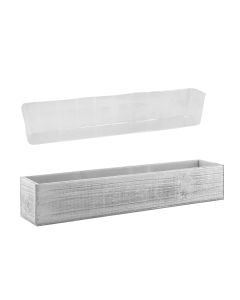 Wood Rectangle White Wash Planter Box w/ plastic Liner Natural