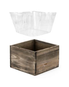 4" Tall Wood Planter Square Box w/ Plastic or Metal Liner Opening-6", 8", 10", 12" Pack of 6 Pcs 