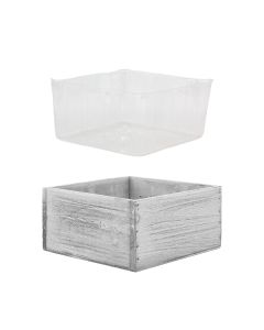 wooden square white wash planter box