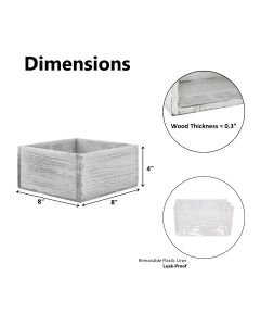 wooden square white wash planter box