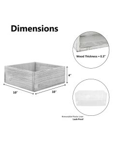 White Wash square wood planter box