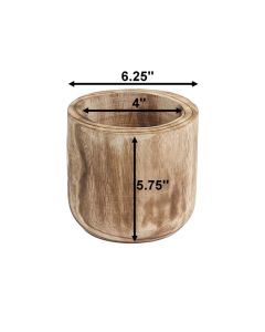 Wooden Cylinder Natural and Burnt Planters D-6.25&quot;, 8.25&quot; and 11&quot; (Multiple Sizes &amp; Packing) -6.25 in-Pack of 6-Burnt Finish