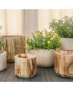 wooden cylinder planters