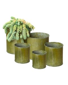 6 Sets Corrugated Zinc Planter Set, H-4", 5", 6", 7", 8"  (30 pcs)