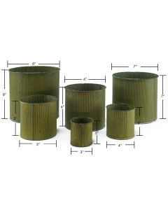 Corrugated Zinc Metal Galvanized Cylinder Planter Set