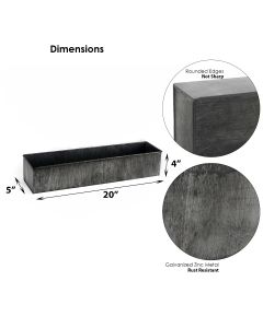 zinc rectangle galvanized metal planters