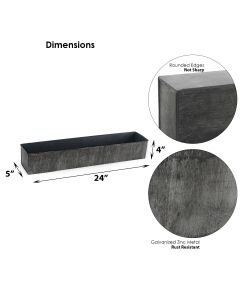 zinc rectangle galvanized metal planters