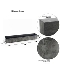 zinc rectangle galvanized metal planters