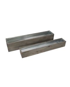Wood Rectangle Planter Box w/ Zinc Liner Natural Wholesale Package