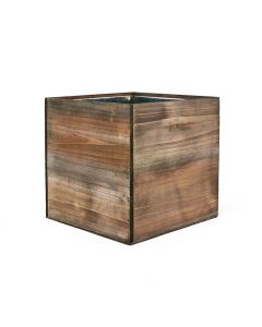 14 inch cube wooden planter box with zinc liner