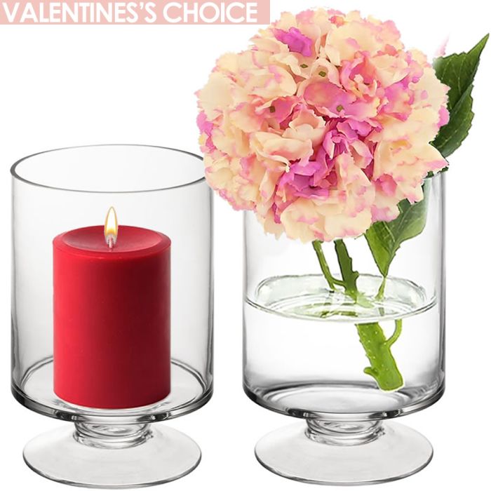 pedestal glass stem candle holder