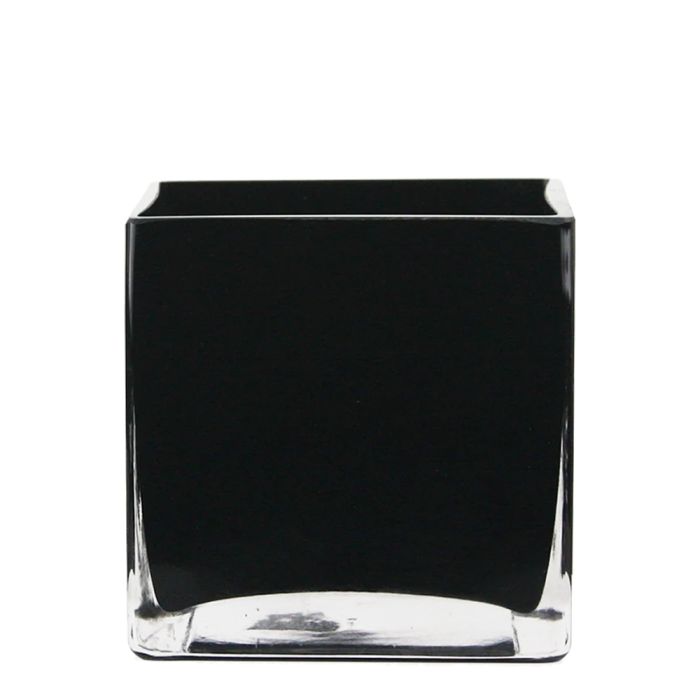 glass black cube vases