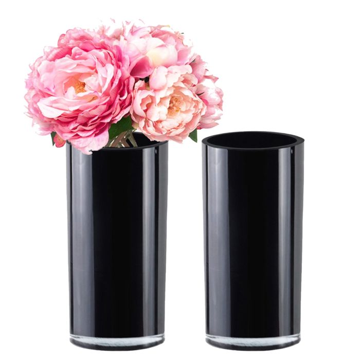 black glass cylinder vases