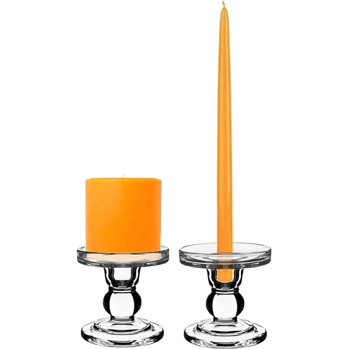 Bubble Glass Pillar Taper Candle Holder H-3.75