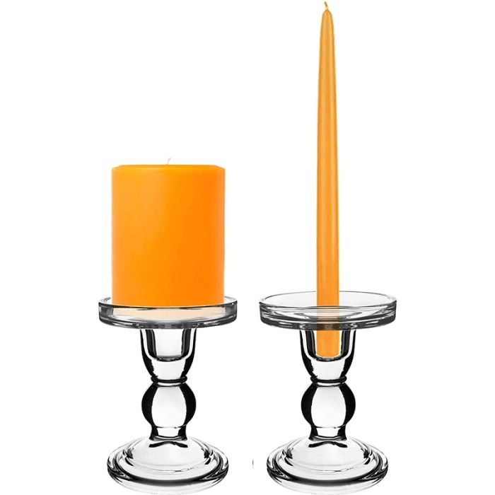 glass pedestal pillar candlestick taper candle holder