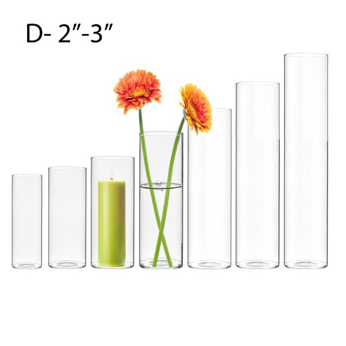 24 pcs Glass Cylinder Bud Vase, 7 Different Sizes