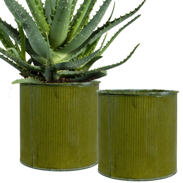 Ridged Rustic Aged Finish Zinc Planter