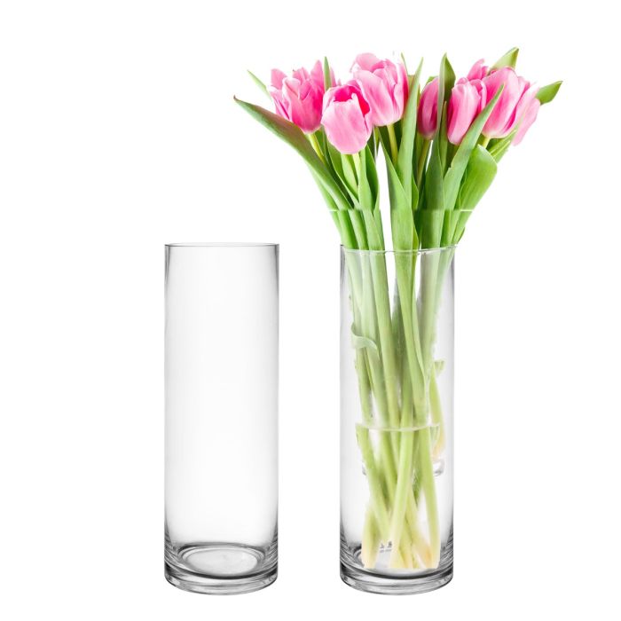 Diameter 4"  Height 12" Clear glass cylinder vases