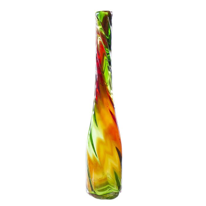 red green glass vases
