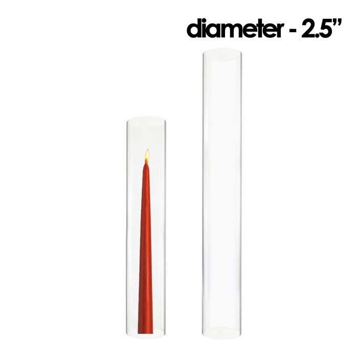 Glass Hurricanes Chimney Tubes 3 size options include 2" Diameter by 14" Tall and 2.5" diameter by either 14" or 18" tall