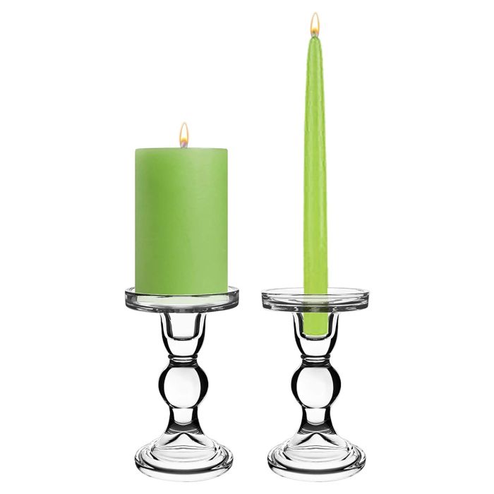 glass pedestal pillar candlestick taper candle holder