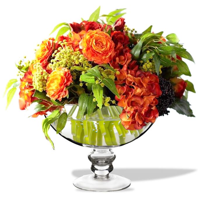 glass footed compote vases
