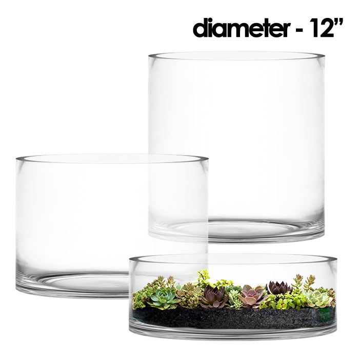 12 inches diameter glass cylinder vases