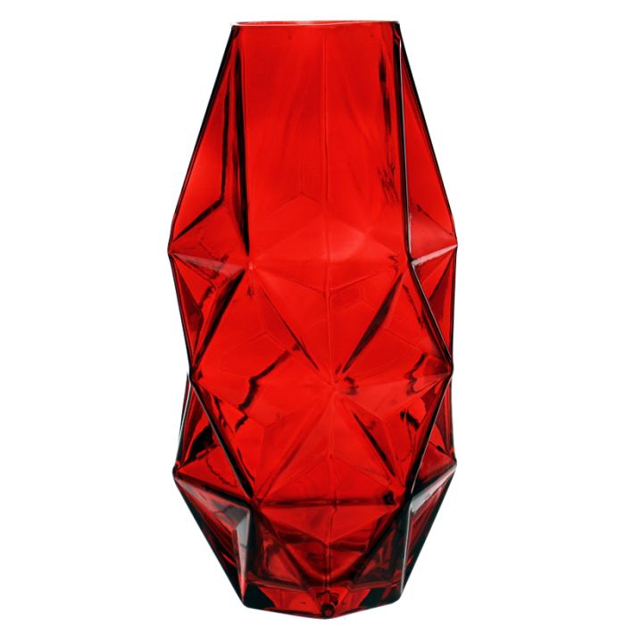 red prism honeycomb geometric glass vases