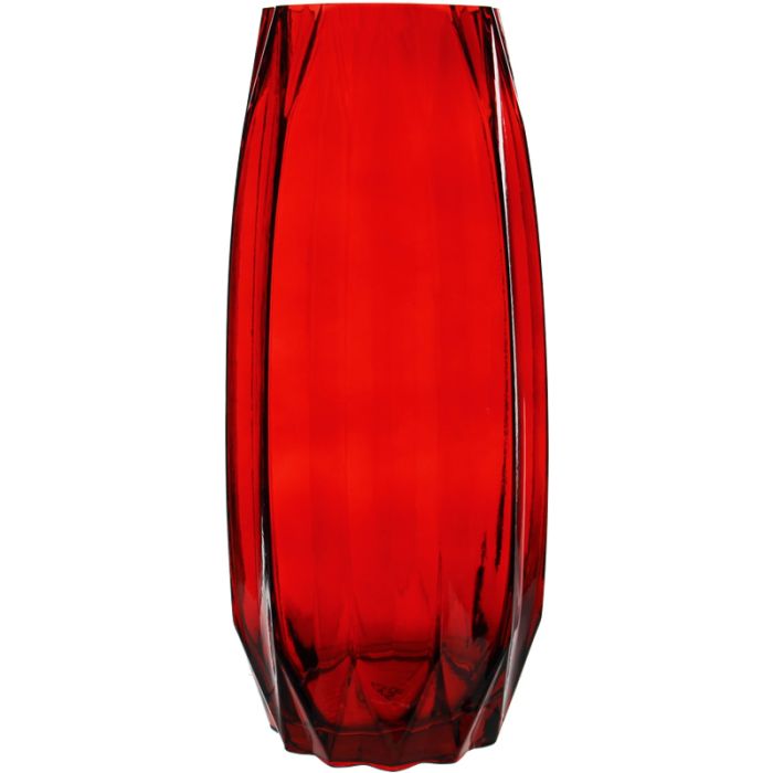 red 12" geometric prism vases