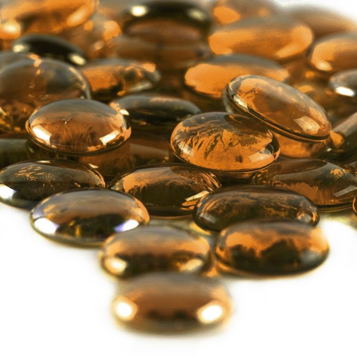 28 Lbs Amber Glass Gemstone Beads, Home Decor Vase Filler  1.25"  