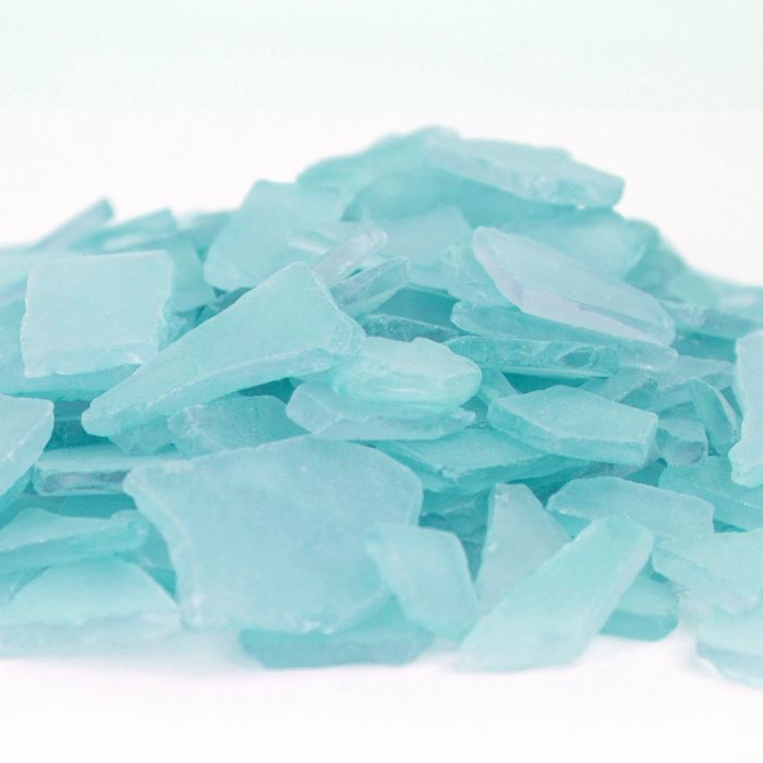 Sea Glass Flat Vase Filler Aqua Blue 0.25" - 2.8" (Multiple Packing)