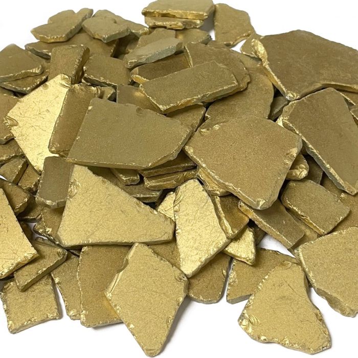 25 lbs Sea Glass Flat Vase Filler Gold 0.25" - 2.8" (Multiple Packing)