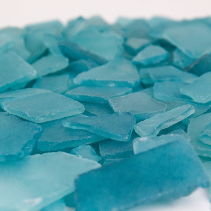 25 lbs Sea Glass Flat Vase Filler Light Blue 0.25" - 2.8" (Multiple Packing)