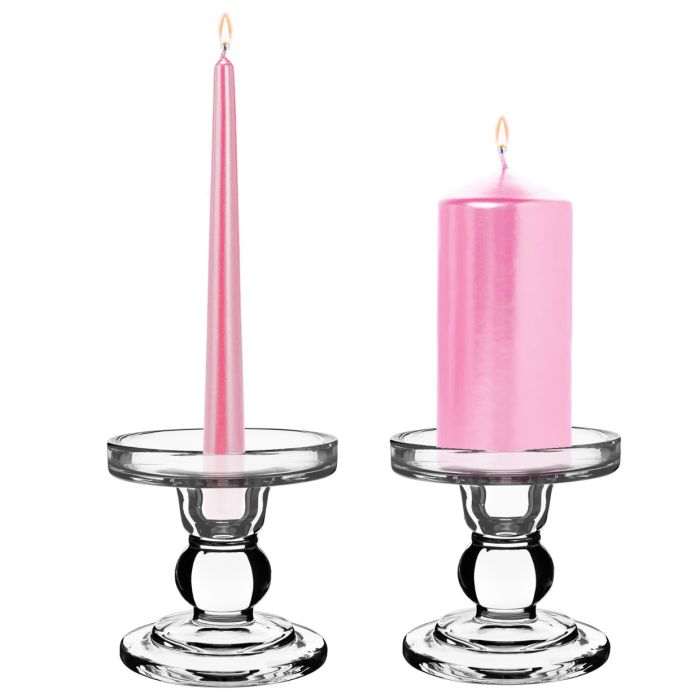 glass pedestal pillar candlestick taper candle holder