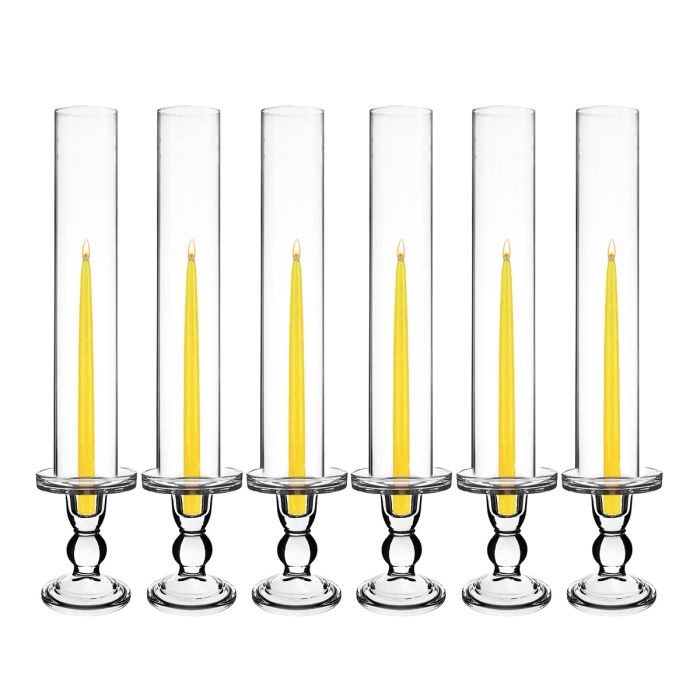 glass pedestal pillar candlestick taper candle holder