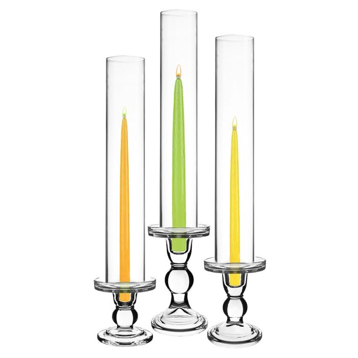 Glass Candle Holder (Multiple Height Options) with 14" Candle Chimney Sleeves