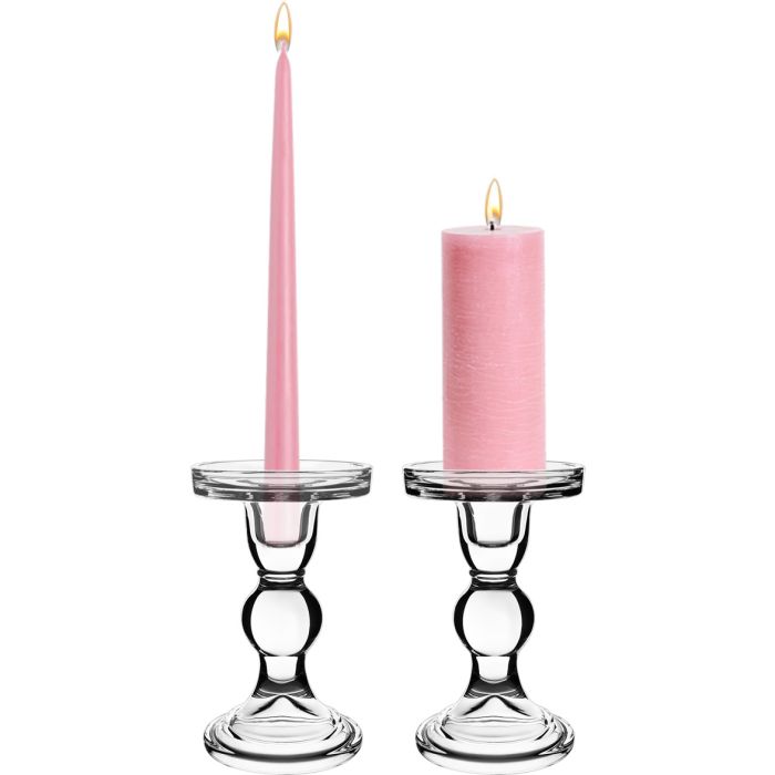 glass pedestal pillar candlestick taper candle holder