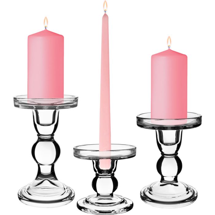 Bubble Glass Pillar Taper Candle Holder H-3.75