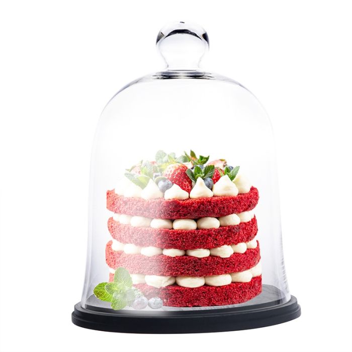 glass cloche dome with wood base wholesale