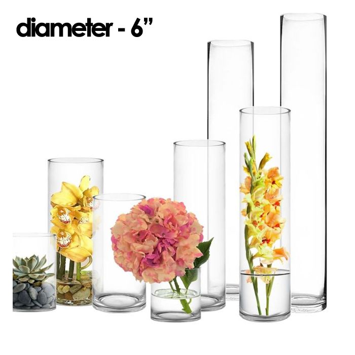 6 inches wide glass cylinder vase