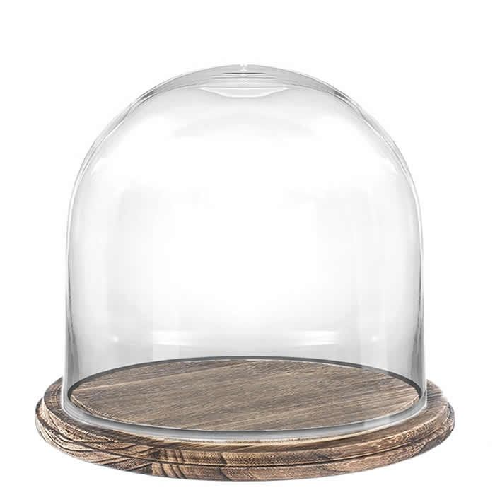 Glass dome with brown burnt base