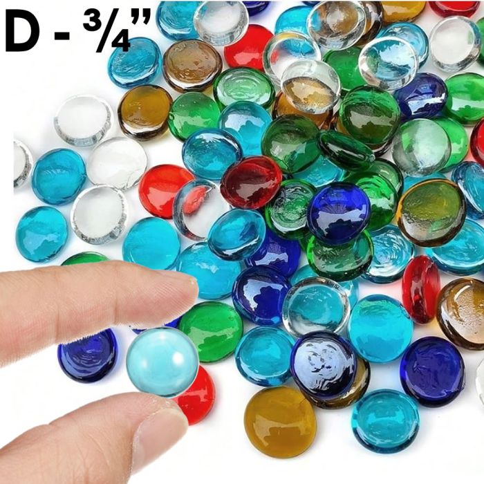 28 lbs Glass 3/4" Glass Beads Flat Marbles 7 Colors Vase Filler Aquarium