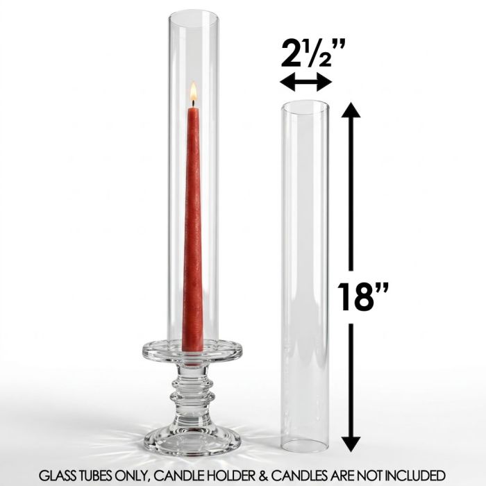 18" x 2.5" glass hurricane chimney tubes