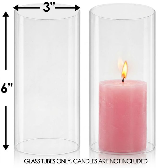3" x 6" glass hurricane candle holders